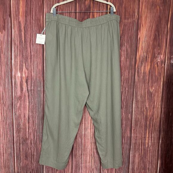 Cynthia Rowley Womens Linen Blend Pant Drawstring Waist Sage Green Size 1X NWT - Picture 6 of 7